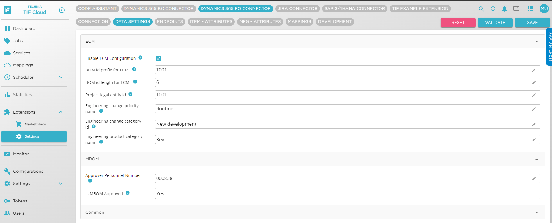 Datasettings When ECM Enabled