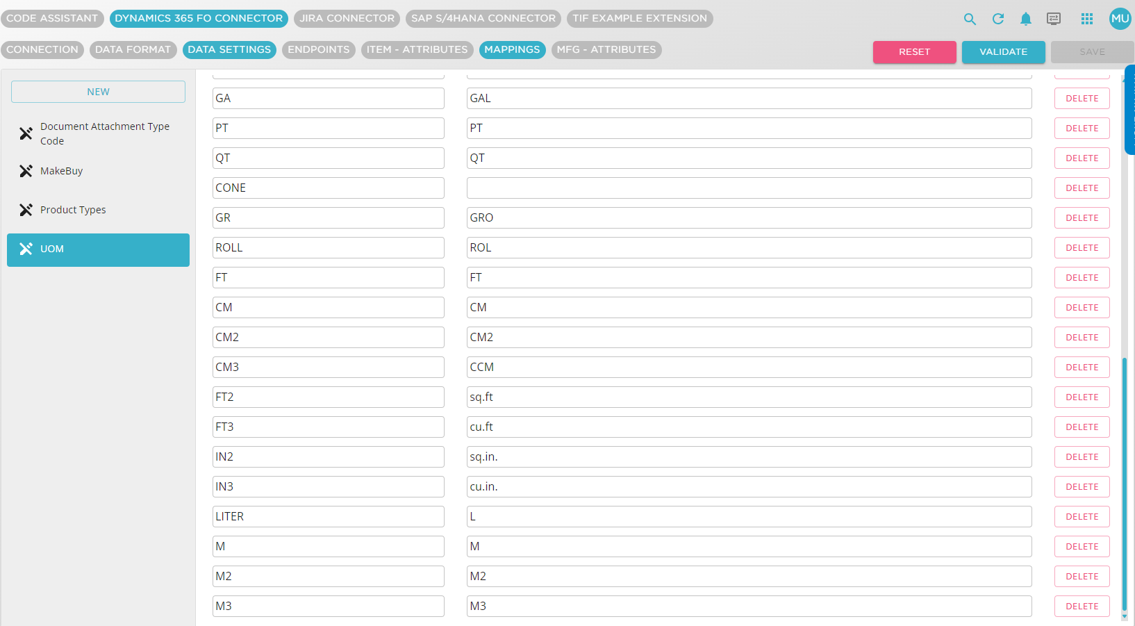 Mappings UOM 2