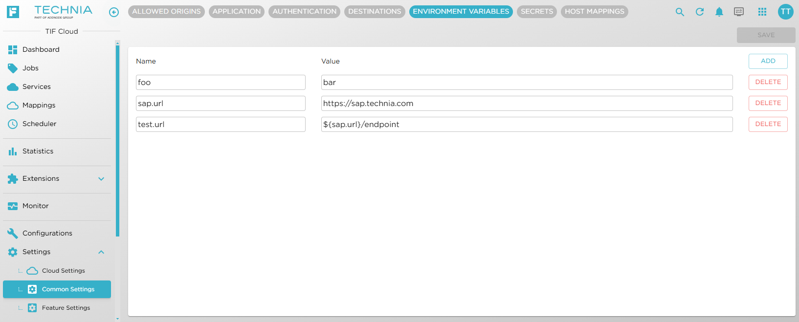 declare env variables