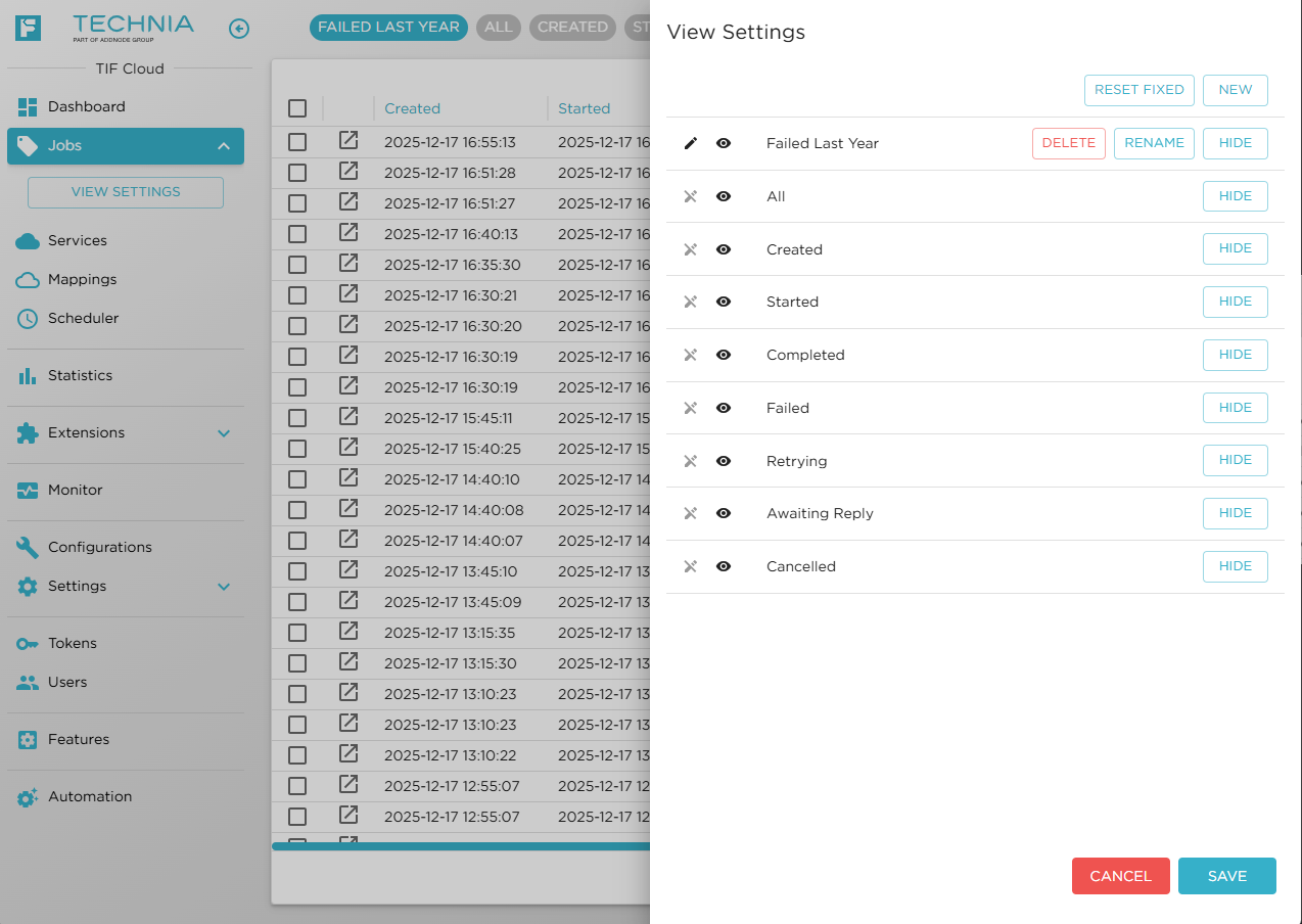 manage job views