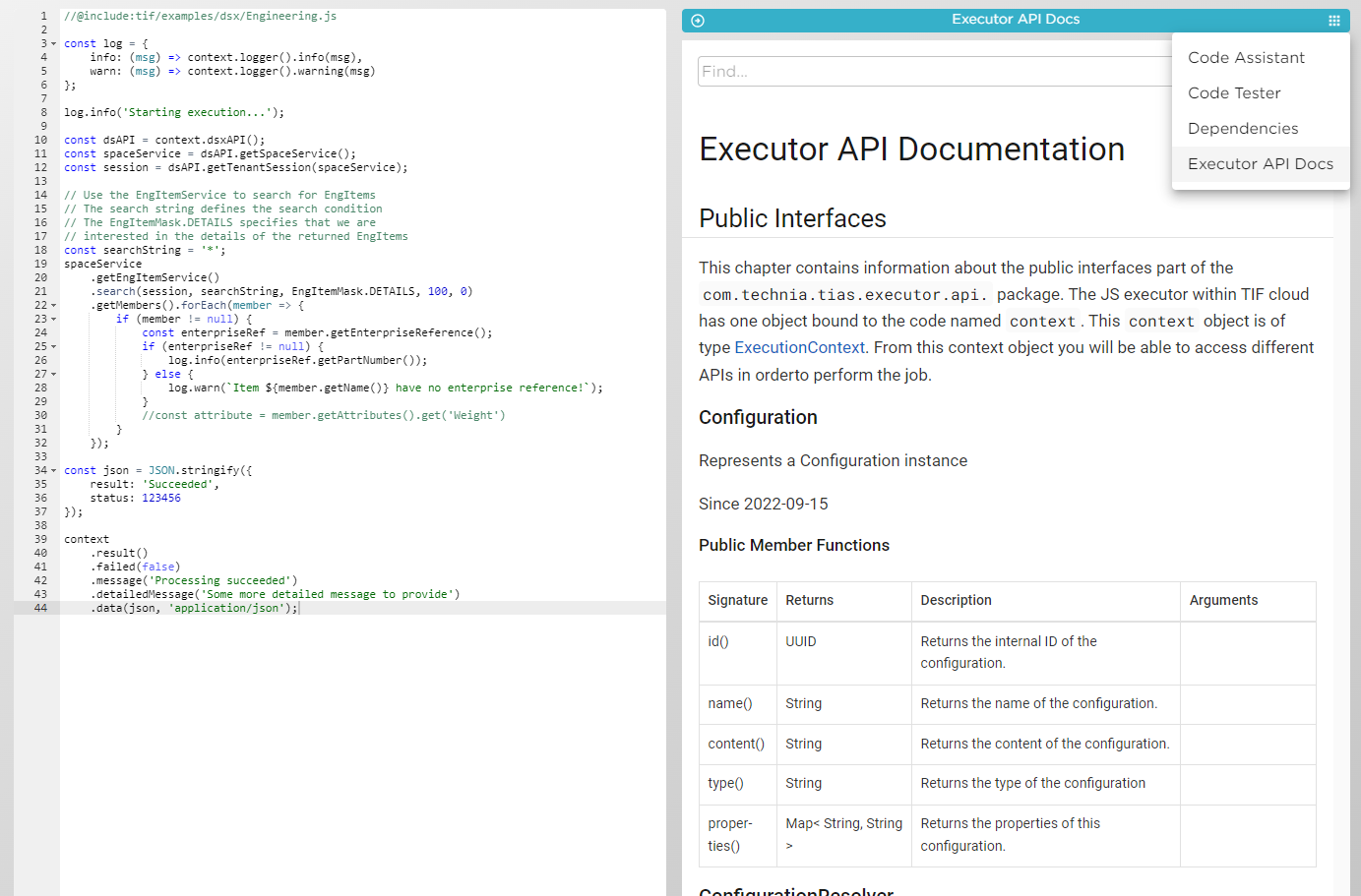 executor docs sidepanel